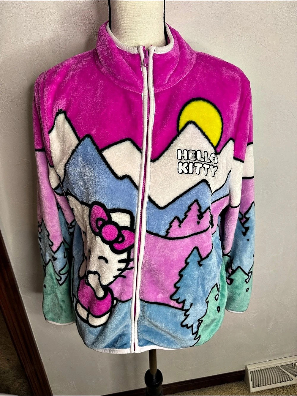 Hello Kitty Color Block Fleece Jacket Size M
